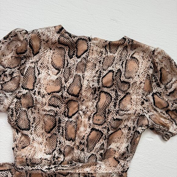 Aqua Snake Print Wrap Mini Dress Fit & Flare, Size XS - Picture 6 of 6